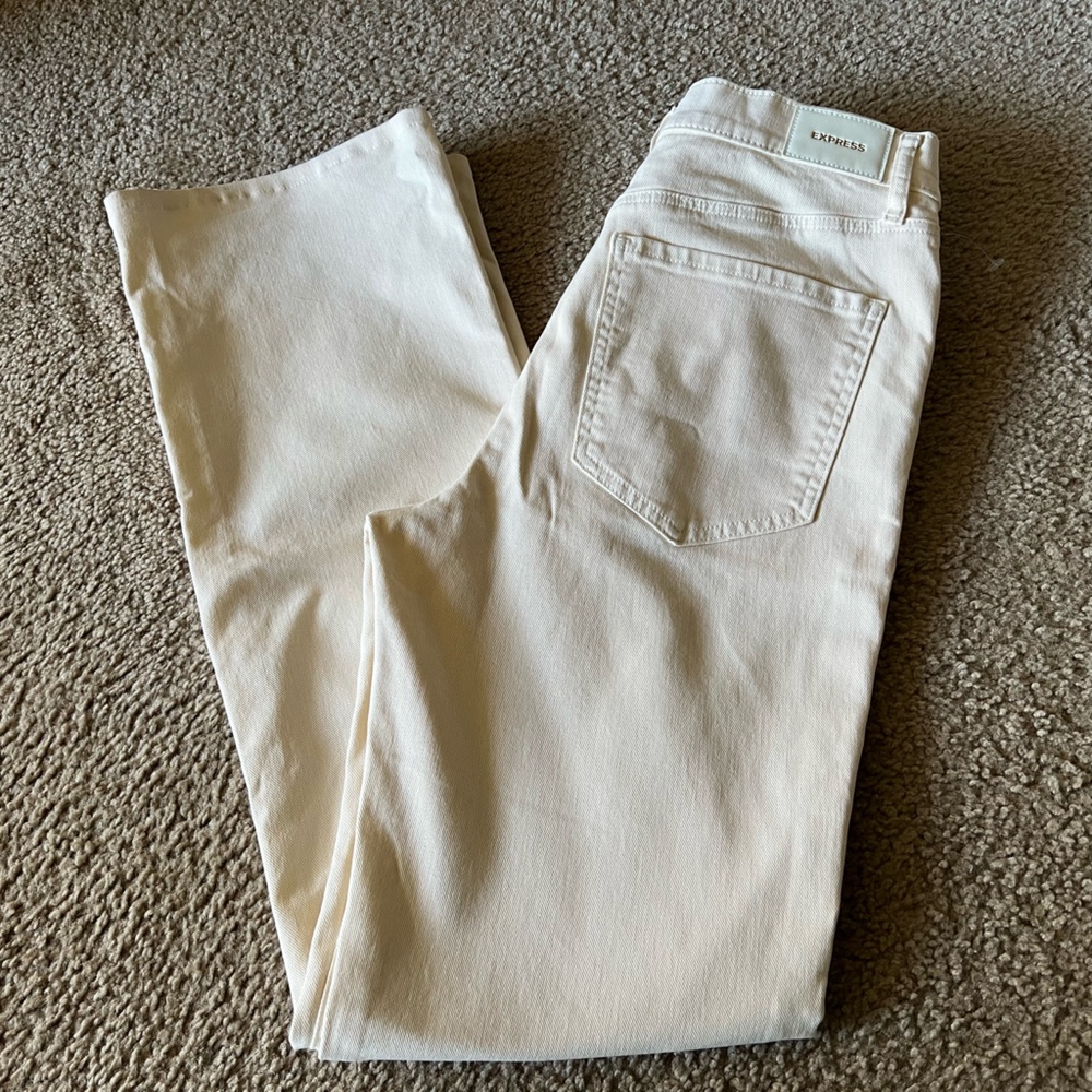 NWT Express High Rise Boot Leg Cream Beige Denim Jeans Women’s Sz 10R - Picture 14 of 14